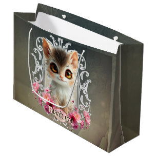 Enchanting, fluffy kitten large gift bag