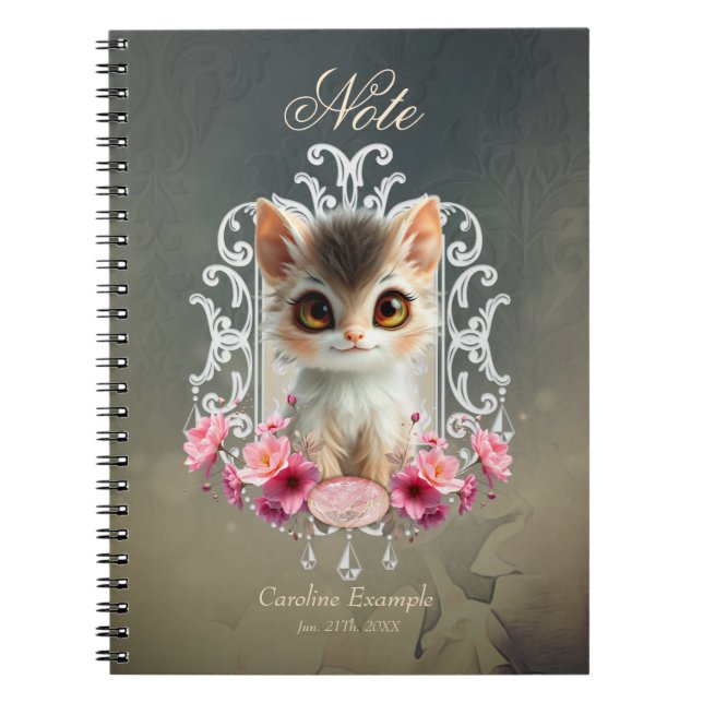 Enchanting, fluffy kitten  notebook (Front)