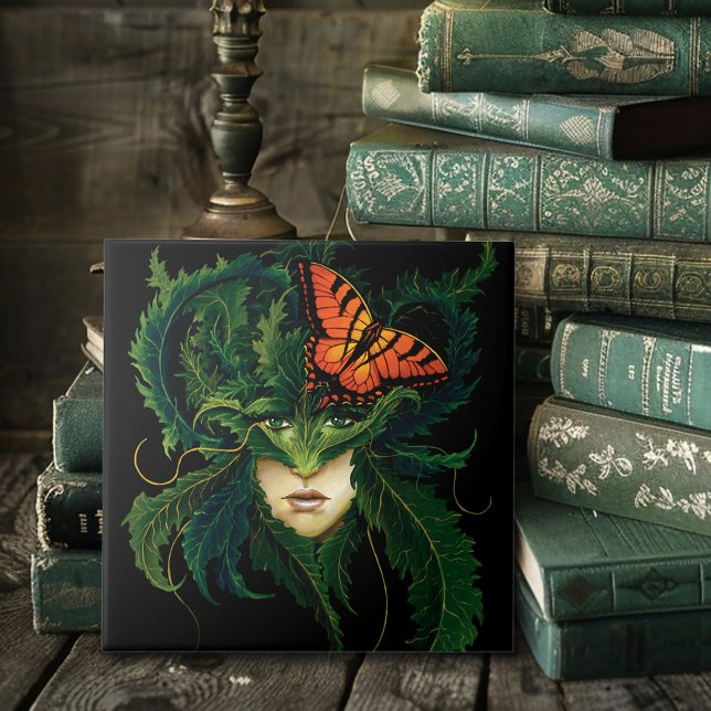 Enchanting Forest Dryad Woman Butterfly Fantasy Tile (Creator Uploaded)