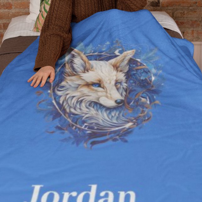 Enchanting Fox with Custom Name Fleece Blanket (Creator Uploaded)