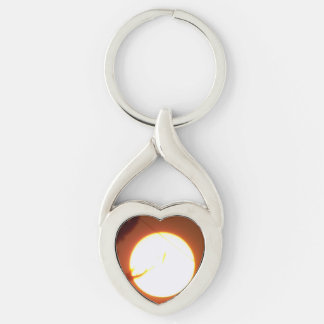 Enchanting Full Moon Twisted Heart Key Ring