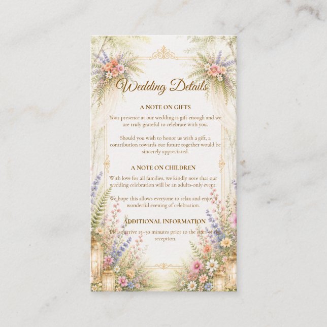 Enchanting Garden Wedding Enclosure Card (Front)