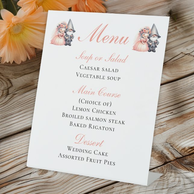 Enchanting Gnome Rustic Woodland Wedding Menu Pedestal Sign (Creator Uploaded)