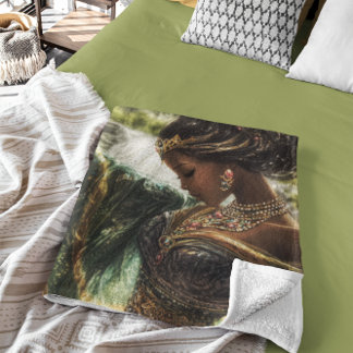 Enchanting Goddess by a Magical Waterfall Fleece Blanket
