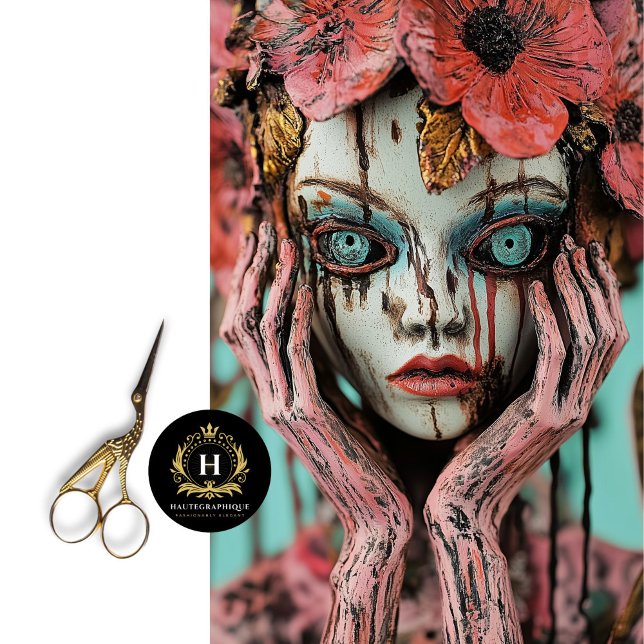 Enchanting Gothic Pink Floral Gargoyle Decoupage  Tissue Paper (Creator Uploaded)