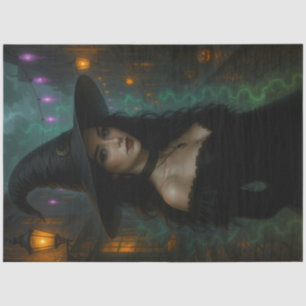 Enchanting Gothic Witch in Midnight Street Tissue Paper
