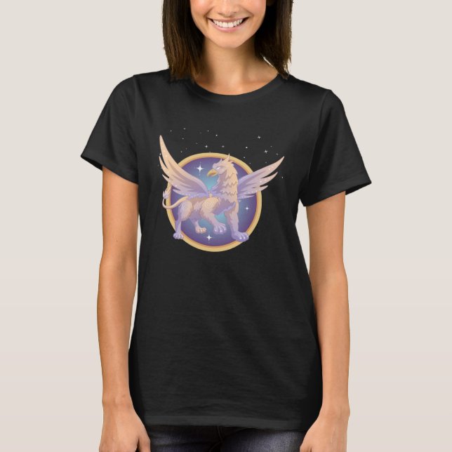 Enchanting Griffin graphic with Celestial Backdrop T-Shirt (Front)