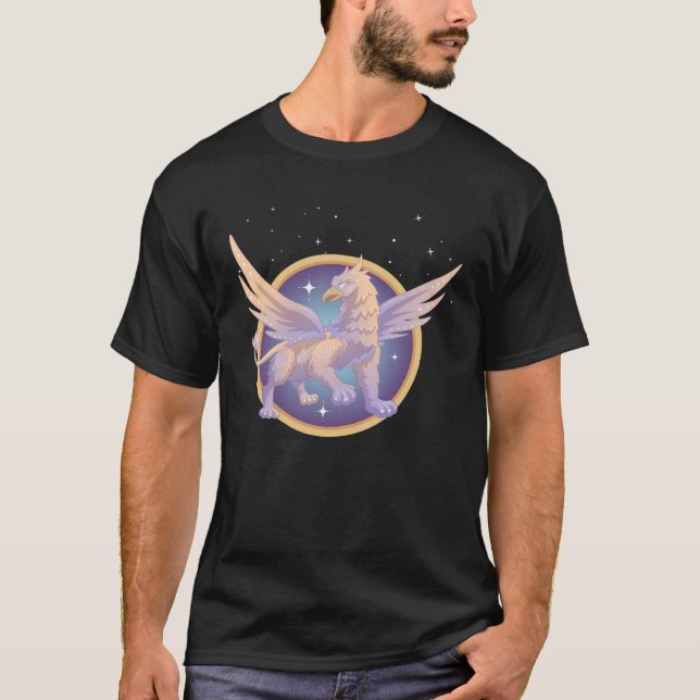 Enchanting Griffin graphic with Celestial Backdrop T-Shirt (Front)