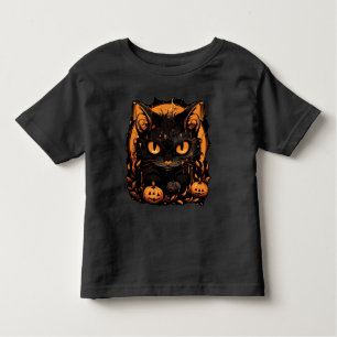 Enchanting Halloween: Black Cat Among Pumpkins Toddler T-Shirt