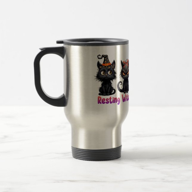 Enchanting Halloween Cat Group Travel Mug (Left)