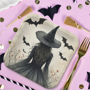 Enchanting Halloween Witch  Paper Plate