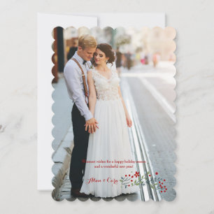 Enchanting Holly Border Photo Holiday Card