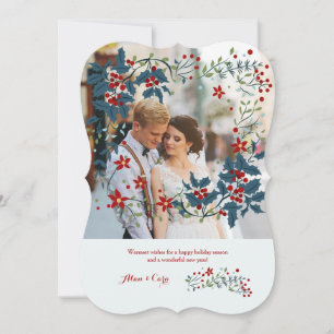 Enchanting Holly Frame Photo Holiday Card