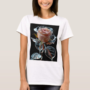 "Enchanting Ice Rose: A Transparent Glass Blossom T-Shirt