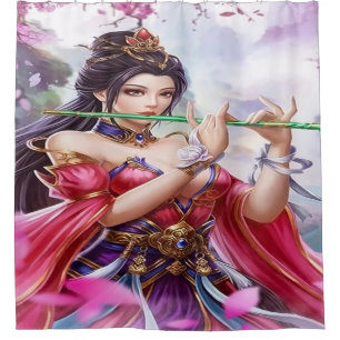 Enchanting Jade Flute Empress Shower Curtain
