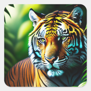 Enchanting Jungle Tiger - Fierce And Free Square Sticker