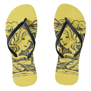 Enchanting Lady Fantasy Illustrated Artwork Jandals