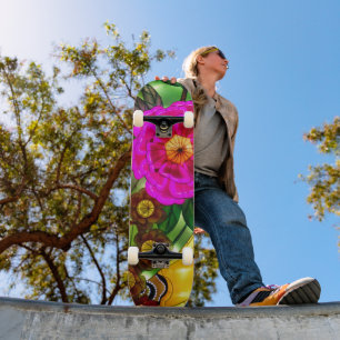 Enchanting Magenta & Gold Skateboard