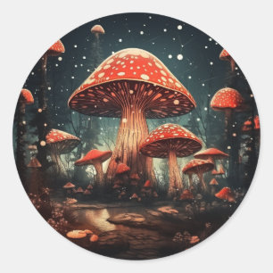 Enchanting Magic Fairy Mushroom Background Classic Round Sticker