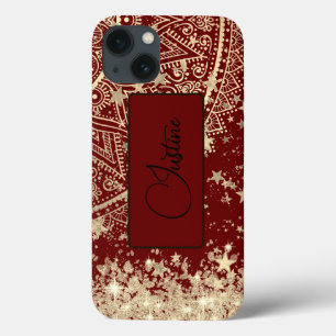 Enchanting Mandala & Stars on Red Personalised     iPhone 13 Case