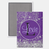 Enchanting Mandala with Silver Stars on Purple