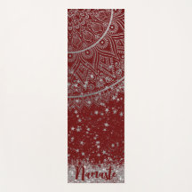 Enchanting Mandala with Silver Stars on Red