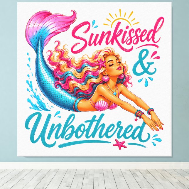 Enchanting Mermaid Fantasy Ocean Wall Art Wrapped  (Insitu(Wood Floor))