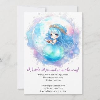 Enchanting Mermaid Theme Baby Shower Invitation