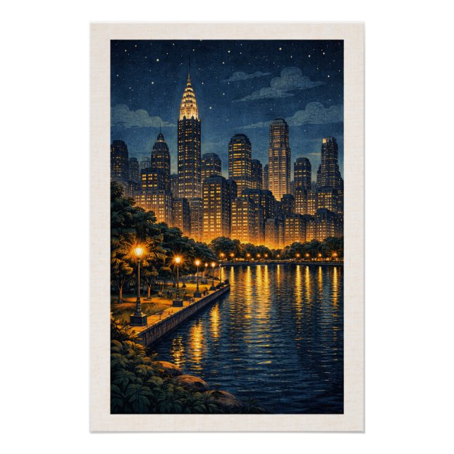 Enchanting Metropolis Skyline Night Cityscape  Poster (Front)