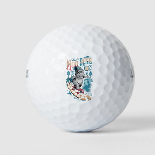 Enchanting Moo Deng Hippo Golf Balls (Front)