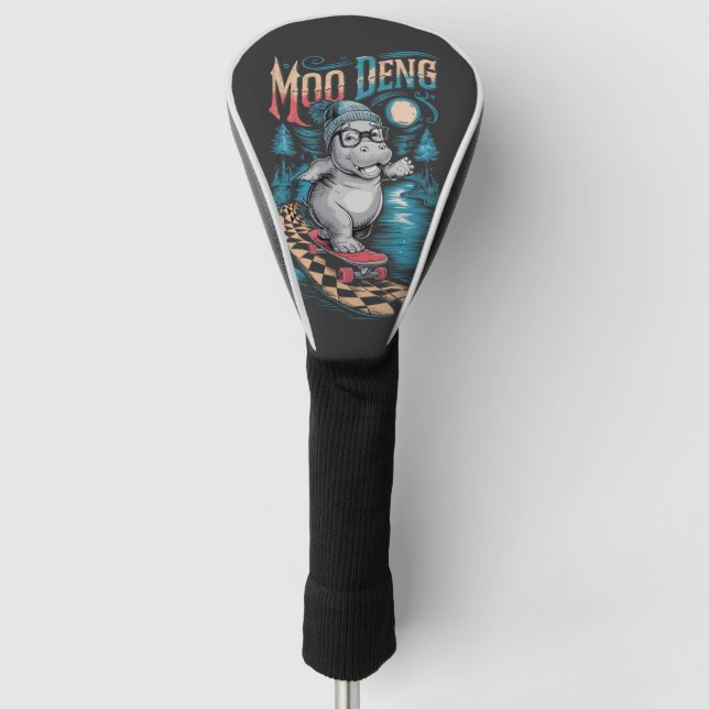 Enchanting Moo Deng Hippo Golf Head Cover (Front)