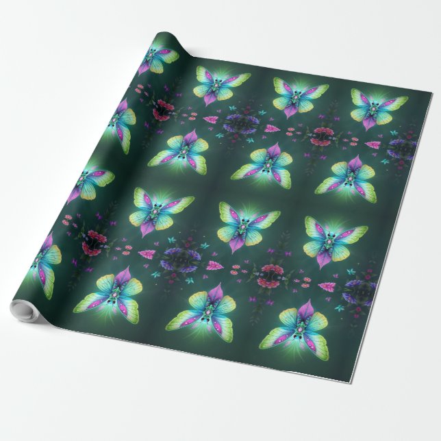 Enchanting Moonlit Fairy Wrapping Paper (Unrolled)