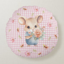Enchanting Mouse on Pink Gingham Check