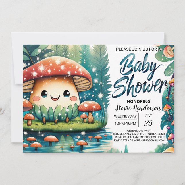 Enchanting Mushroom Cute Baby Shower Invitation (Front)