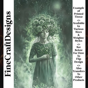 Enchanting Nature Girl In Rose Crown U9 Decoupage Tissue Paper