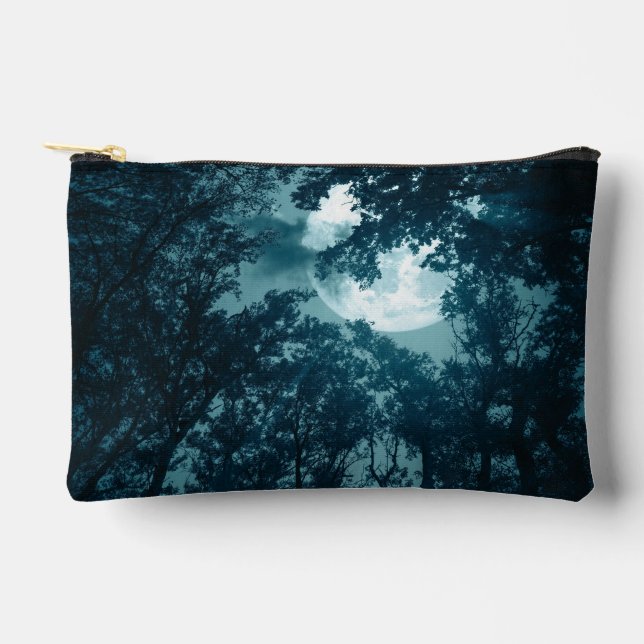Enchanting Night Forest with Full Moon Accessory Pouch (Front)