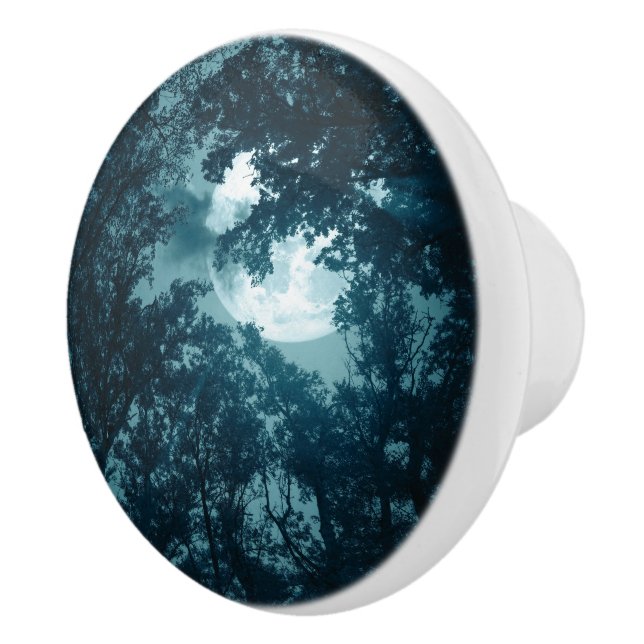Enchanting Night Forest with Full Moon Ceramic Knob (Right)