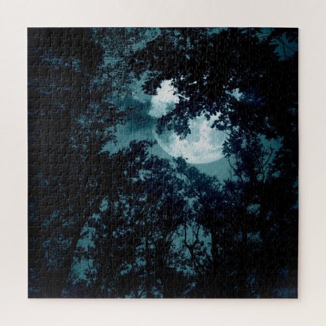 Enchanting Night Forest with Full Moon Jigsaw Puzzle (Vertical)