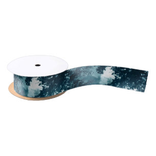 Enchanting Night Forest with Full Moon Satin Ribbon