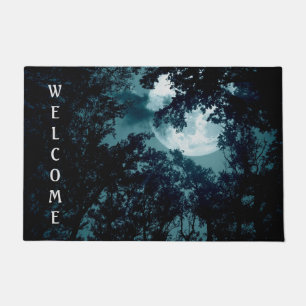 Enchanting Night Forest with Full Moon Welcome Doormat