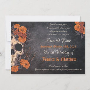 Enchanting Orange Bouquet on Cream Skull STD Invitation
