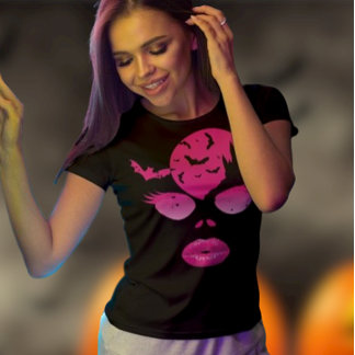 Enchanting Pink Halloween: Moonlit Mystery & Bats T-Shirt