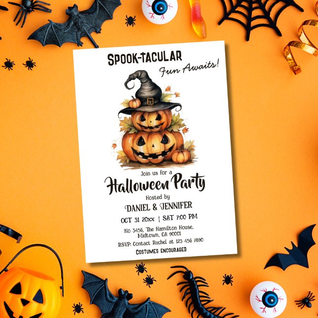 Enchanting Pumpkin Witch Hat cute Halloween  Invitation (Creator Uploaded)