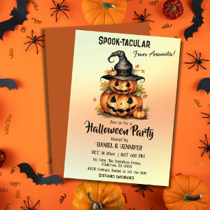 Enchanting Pumpkin Witch Hat cute Halloween  Invitation