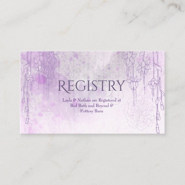 Enchanting Purple Wedding Registry Card (Front)