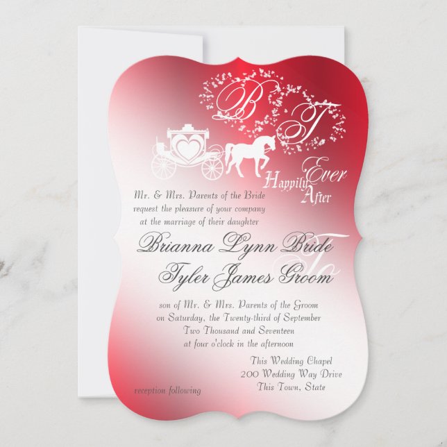 Enchanting Red Fairy Tale Wedding Invitation (Front)