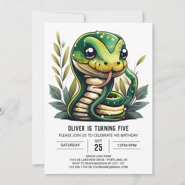Enchanting Reptile Realm Birthday Invitation (Front)