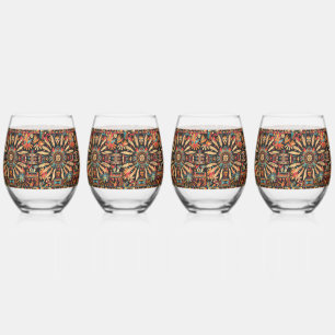 Enchanting Sapphire "Aztec Dream" 16oz Wine Tumble Stemless Wine Glass
