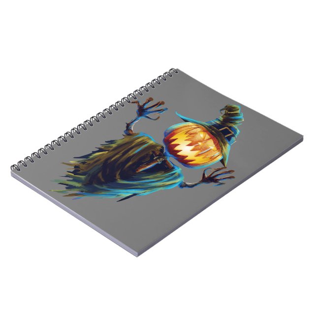 Enchanting Shadows: B&W Halloween Spiral Notebook (Left Side)