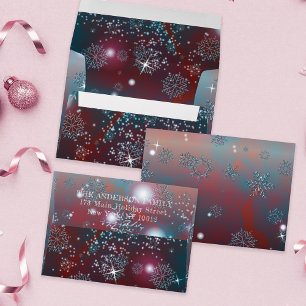 Enchanting Sparkling Red Teal Winter Wonderland  Envelope